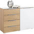 KOMMODE - Chromfarben/Eichefarben, KONVENTIONELL, Glas/Holz (121/84/41cm) - Novel KOMMODE - Chromfarben/Eichefarben, KONVENTIONELL, Glas/Holz (121/84/41cm) - Novel