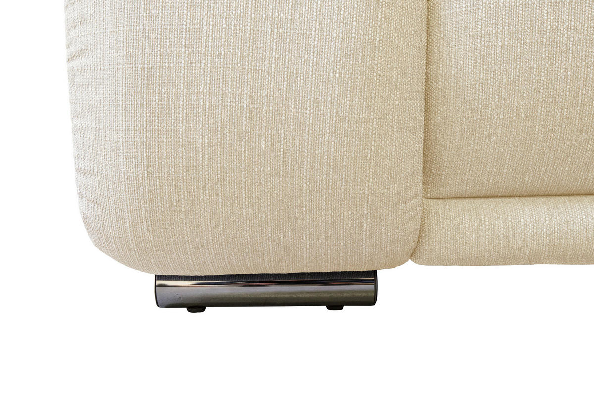 ECKSOFA Creme Struktur  - Chromfarben/Creme, KONVENTIONELL, Textil/Metall (310/280cm) - Carryhome