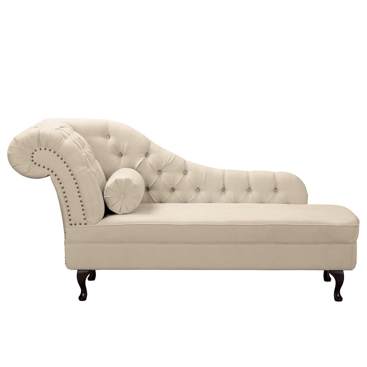 RÉCAMIERE Mikrofaser Creme  - Creme/Braun, Design, Holz/Textil (185/93/75cm) - Livetastic