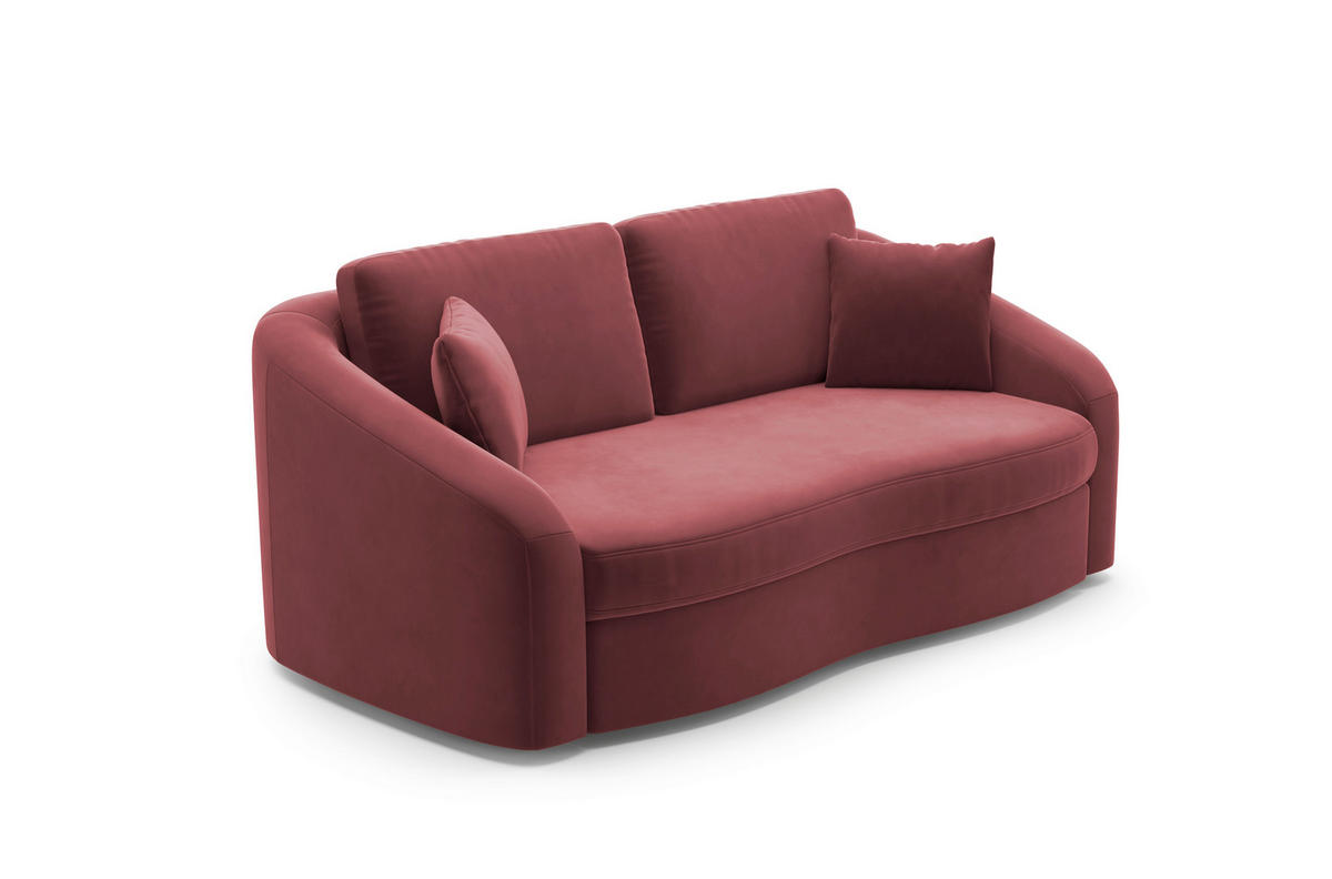 2,5-SITZER in Samt Aubergine  - Aubergine/Schwarz, Modern, Kunststoff/Textil (196/88/107cm) - Sit & More