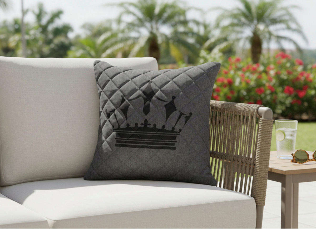 OUTDOOR-KISSEN  - Dunkelgrau/Grau, MODERN, Textil (45/45cm) - Gardenson