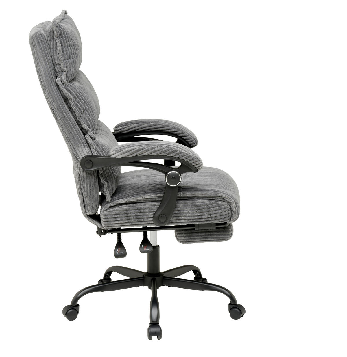 DREHSTUHL Cord Grau  - Schwarz/Grau, Modern, Holz/Kunststoff (65/116/124/65cm) - MID.YOU