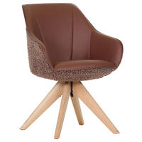 ARMLEHNSTUHL  in Chenille, Lederlook  - Rotbraun/Eichefarben, KONVENTIONELL, Holz/Textil (60/83/65cm) - Landscape
