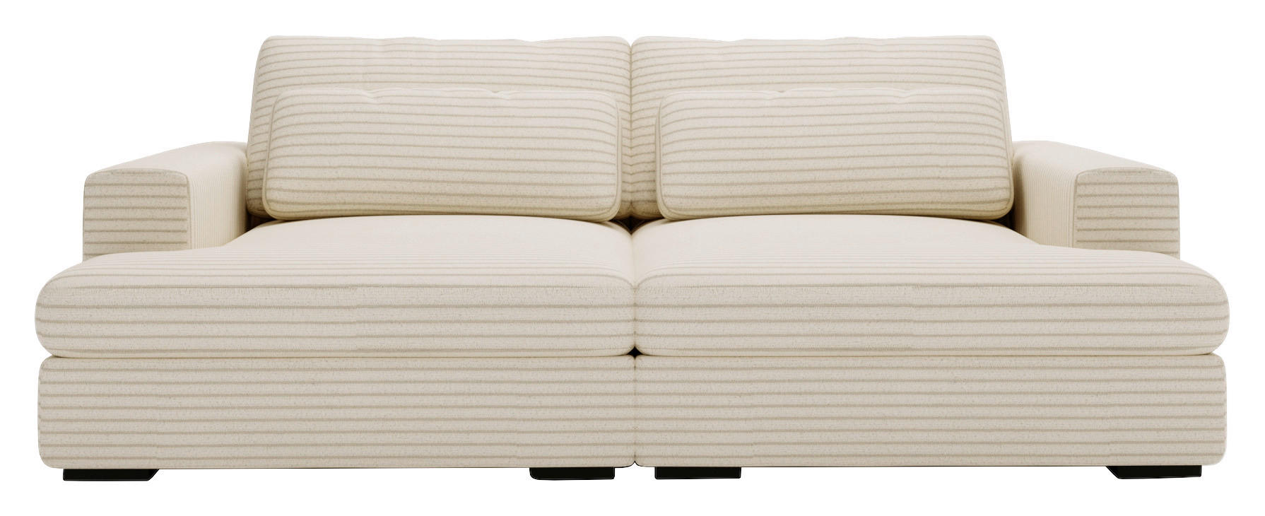 BIGSOFA Cord Beige  - Beige/Schwarz, Design, Textil (223/80/158cm) - home24