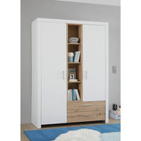 SKRIŇA S OTOČNÝMI DVERAMI, biela, dub artisan, 143/200/55 cm - biela/strieborná, Design, kov/kompozitné drevo (143/200/55cm) - Xora