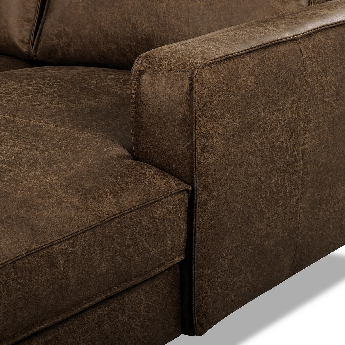 ECKSOFA Dunkelbraun Echtleder Lederlook Rücken echt  - Dunkelbraun/Schwarz, Design, Leder/Textil (166/238cm) - Livetastic