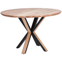 JEDÁLENSKÝ STÔL, akácia, farba akácie, 120/76/120 cm - čierna/farba akácie, Natur, kov/drevo (120/76/120cm) - Livetastic