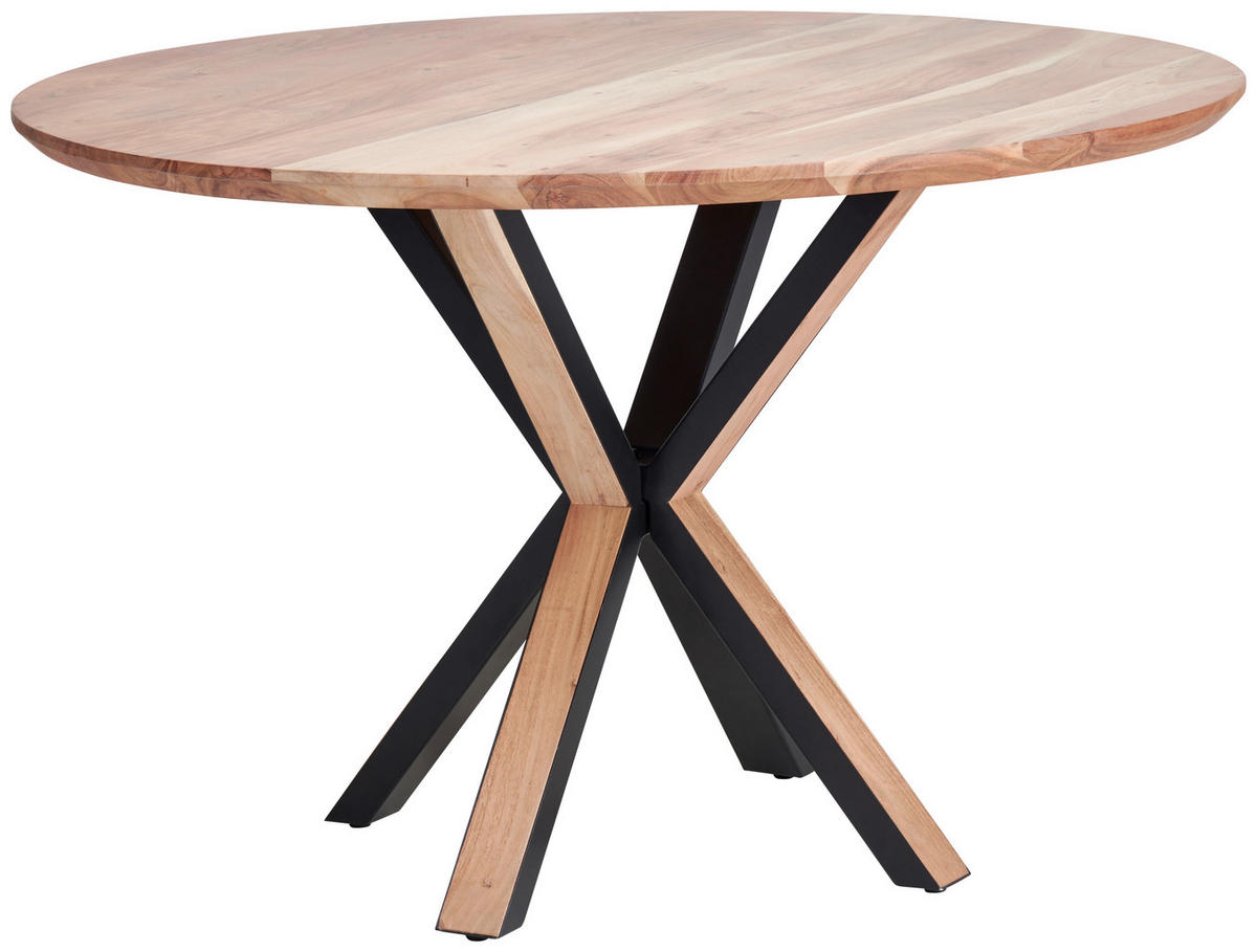 JEDÁLENSKÝ STÔL, akácia, farba akácie, 120/76/120 cm - čierna/farba akácie, Natur, kov/drevo (120/76/120cm) - Livetastic