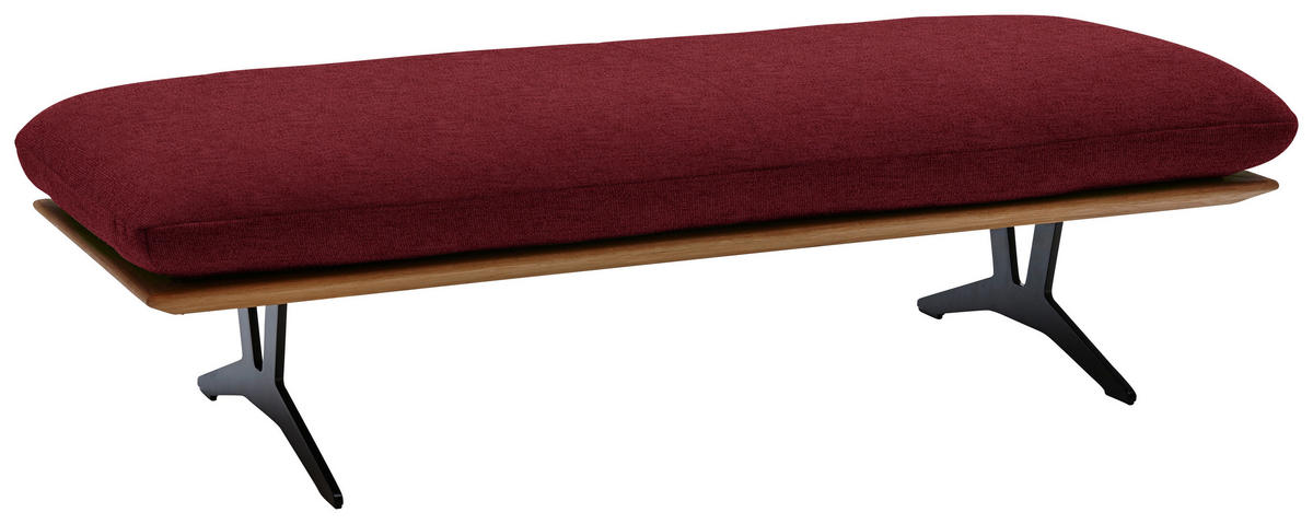 HOCKERBANK in Holz, Textil Rot  - Rot/Schwarz, Design, Holz/Textil (150/43/60cm) - Dieter Knoll