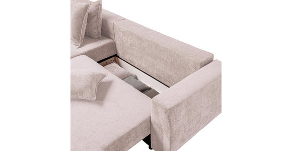 ECKSOFA Beige Chenille - Beige/Schwarz, Design, Kunststoff/Textil (194/307cm) - Carryhome