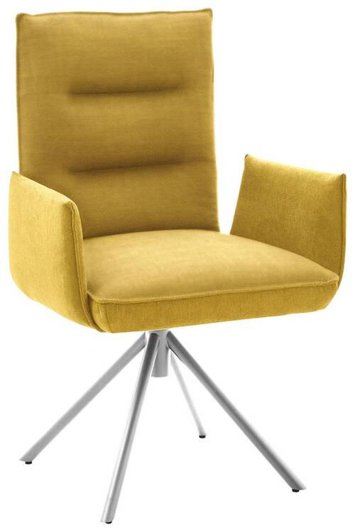 ARMLEHNSTUHL DREHBAR 360°  in Flachgewebe  - Edelstahlfarben/Gelb, Design, Textil/Metall (59/93/59cm) - Dieter Knoll