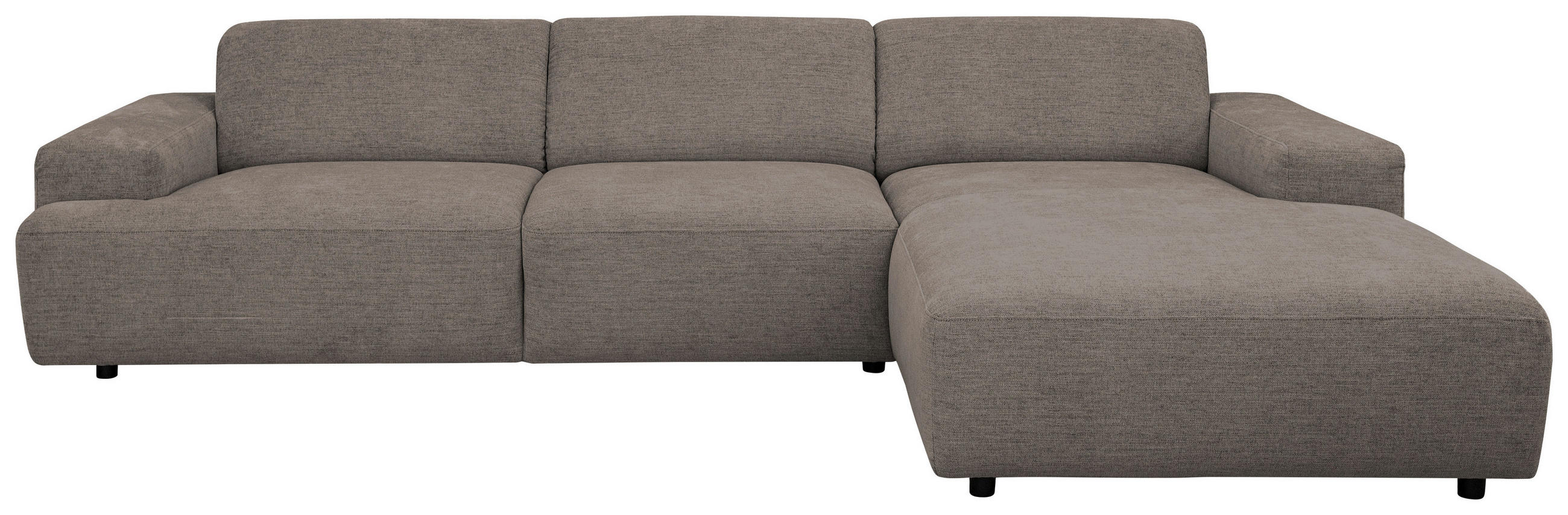ECKSOFA Walnussfarben Flachgewebe Rücken echt  - Walnussfarben/Schwarz, KONVENTIONELL, Kunststoff/Textil (294/184cm) - Hom`in