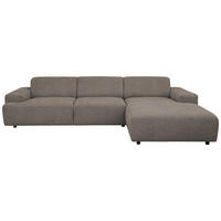 ECKSOFA 294/184 cm  in Flachgewebe Walnussfarben Rücken echt  294/184 cm  - Walnussfarben/Schwarz, KONVENTIONELL, Kunststoff/Textil (294/184cm) - Hom`in