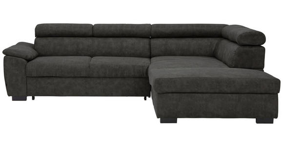 ECKSOFA in Lederlook Anthrazit  - Anthrazit/Schwarz, MODERN, Kunststoff/Textil (263/230cm) - Hom`in