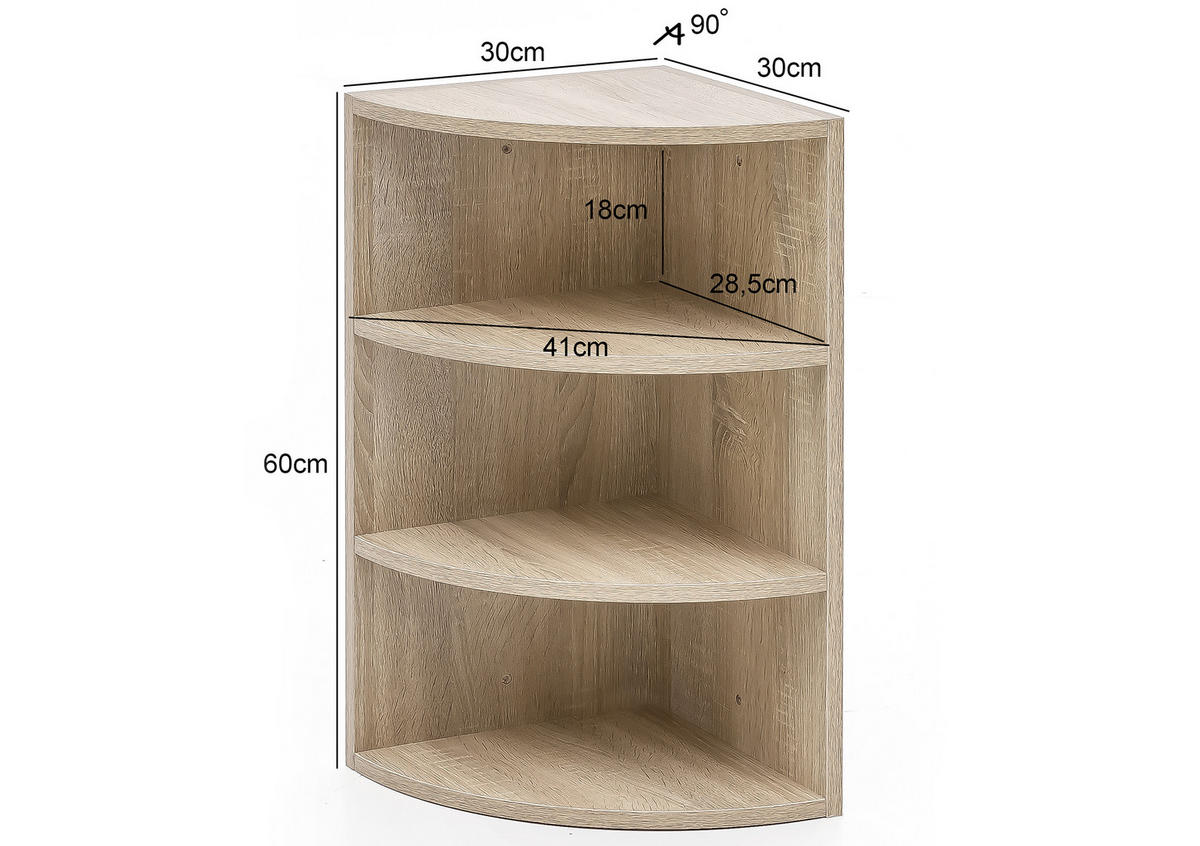 ROHOVÝ REGÁL, barvy dubu, 30/60/30 cm - barvy dubu, Konvenční, kompozitní dřevo (30/60/30cm) - MID.YOU