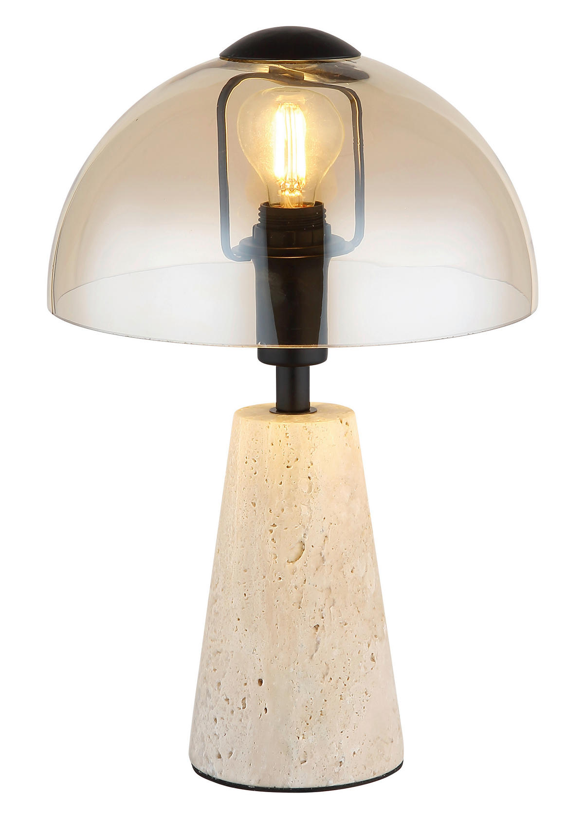 TISCHLEUCHTE 20/31 cm   - Bernsteinfarben/Schwarz, Basics, Glas/Metall (20/31cm) - Globo