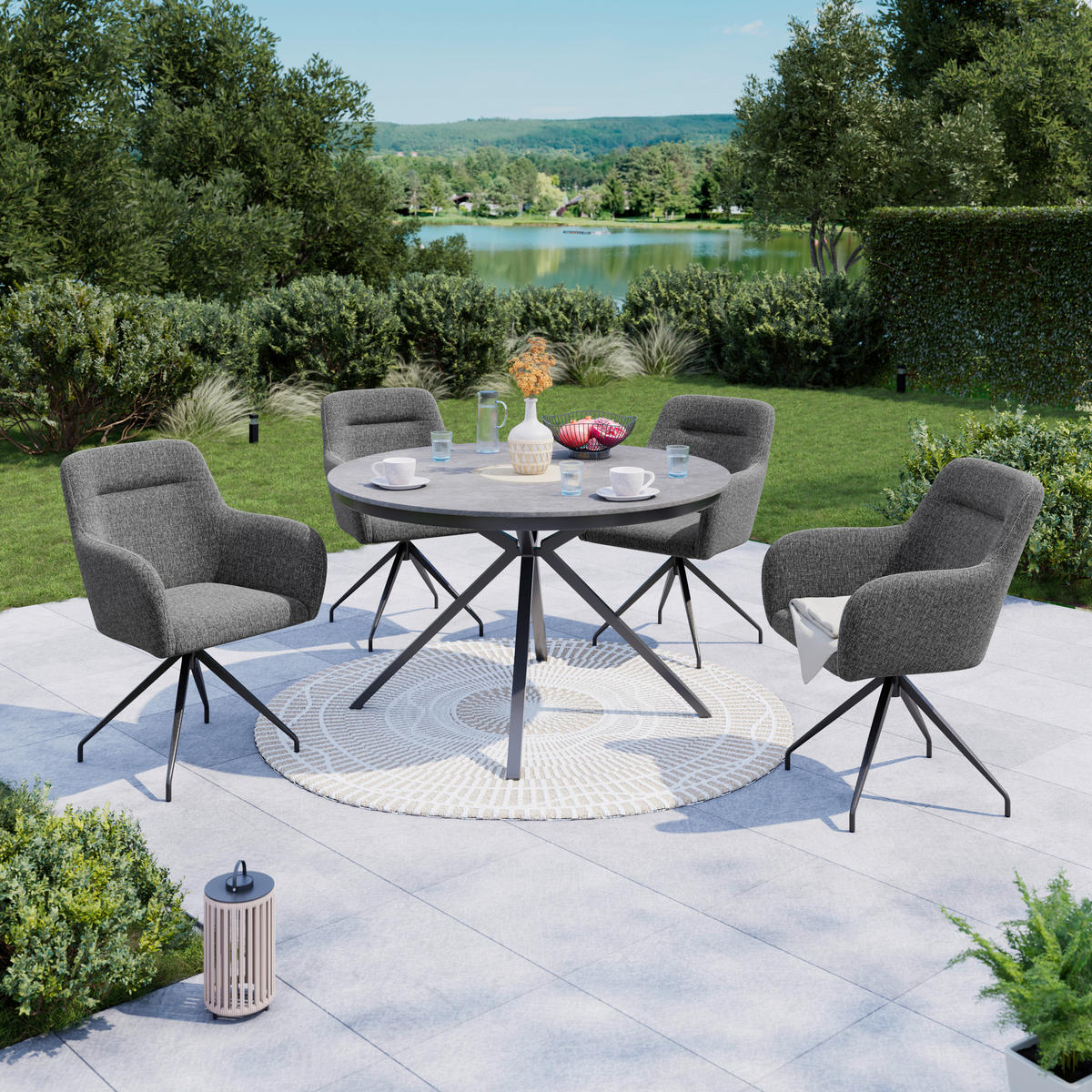 GARTENSTUHL Metall, Textil Grau  - Anthrazit/Grau, Modern, Textil/Metall (62/87/62cm) - Ambia Garden