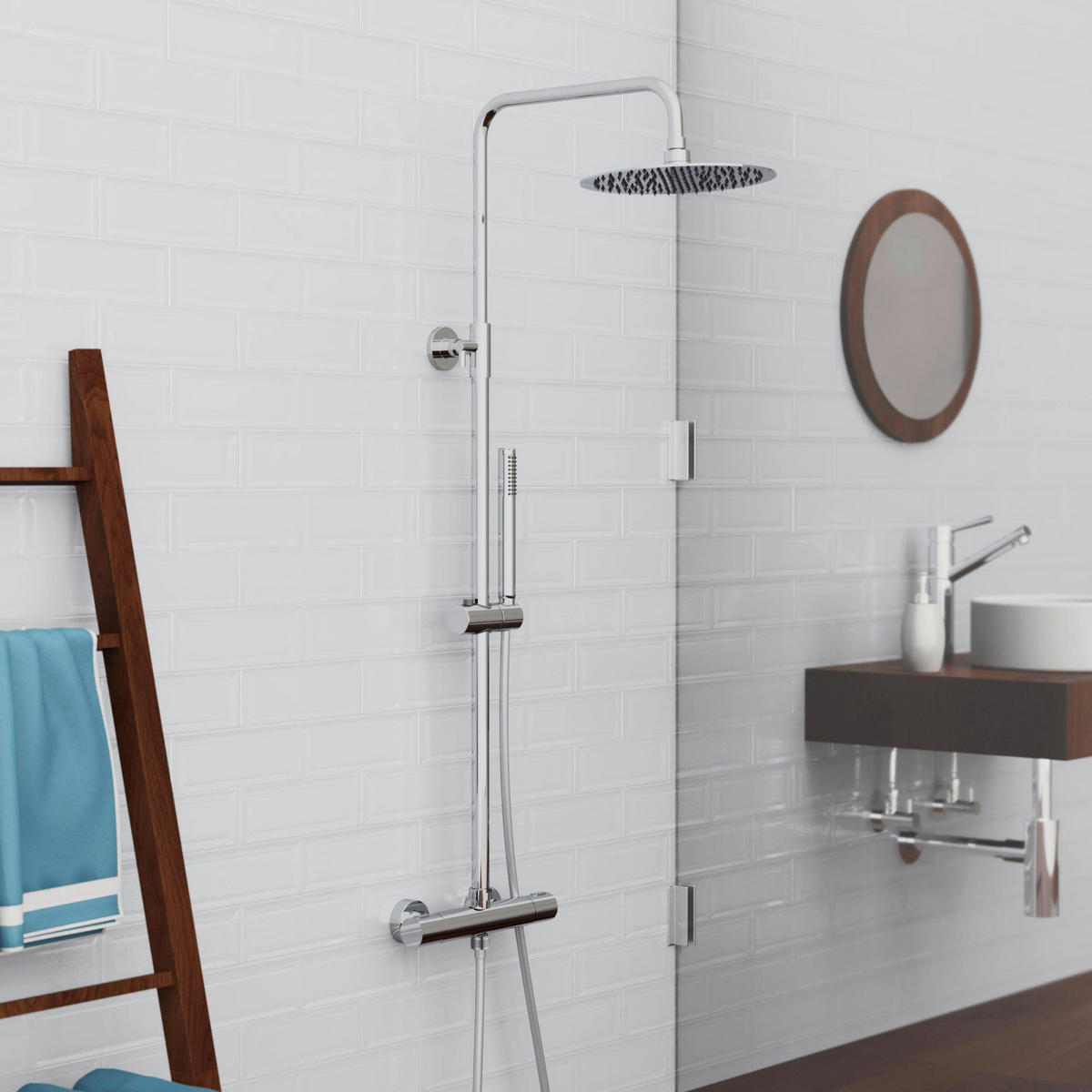 ÜBERKOPFBRAUSESET  - Chromfarben, Design, Metall (27,5/126,5/34cm) - Schütte