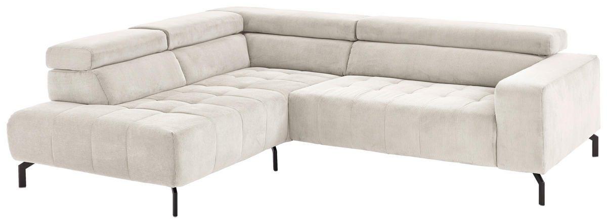 ECKSOFA Naturfarben Cord  - Schwarz/Naturfarben, Design, Textil/Metall (214/261cm) - Beldomo Style