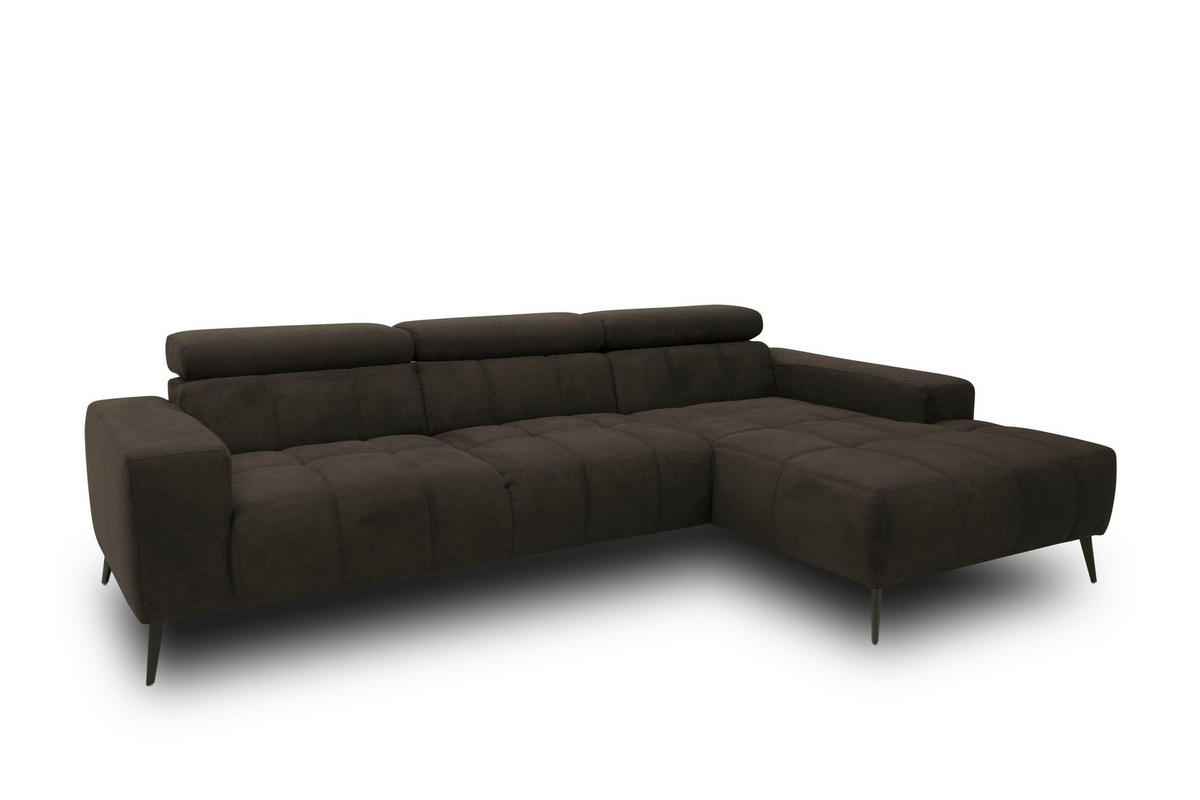 ECKSOFA TRENTO Mikrofaser  - Dunkelgrau/Schwarz, MODERN, Textil/Metall (287/175cm) - MID.YOU