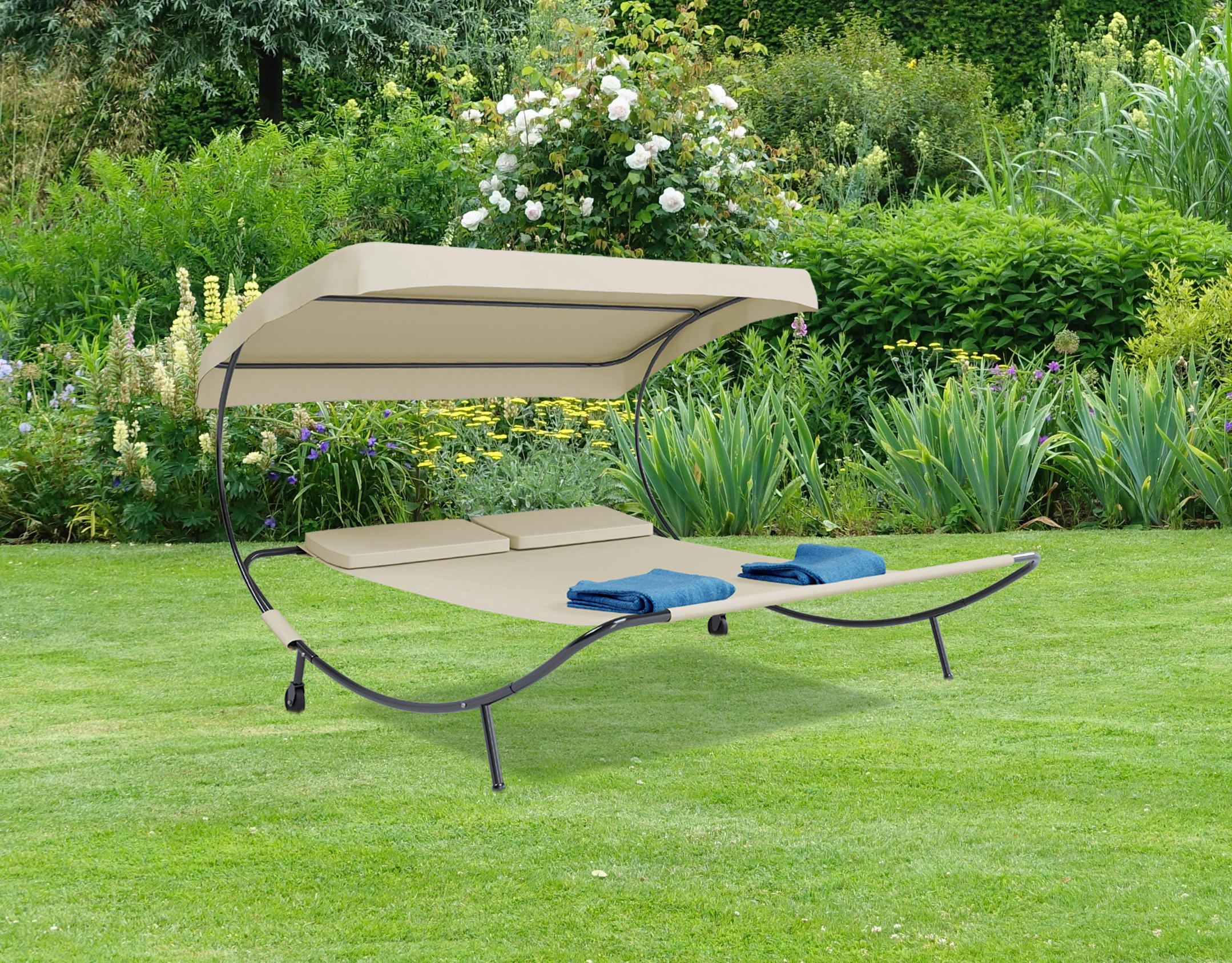 DOPPELLIEGE 130/137/200 cm  - Creme, Basics, Textil/Metall (130/137/200cm) - MID.YOU