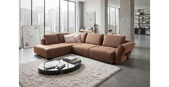 ECKSOFA Kupferfarben Chenille  - Schwarz/Kupferfarben, KONVENTIONELL, Holz/Textil (234/324cm) - Belluti