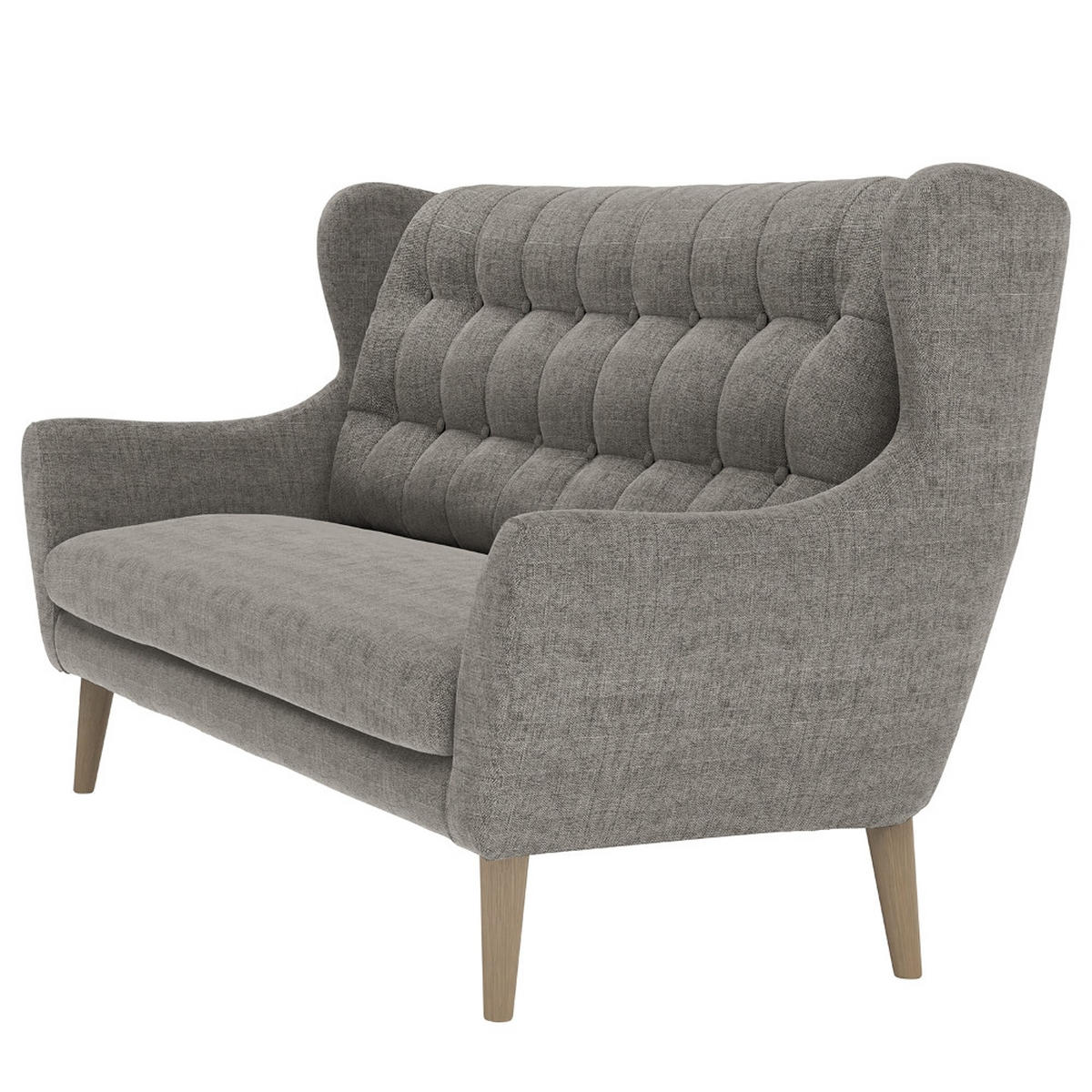 3-SITZER-SOFA in Webstoff Dunkelgrau  - Eichefarben/Dunkelgrau, KONVENTIONELL, Holz/Textil (197/107/94cm) - Trendmanufaktur