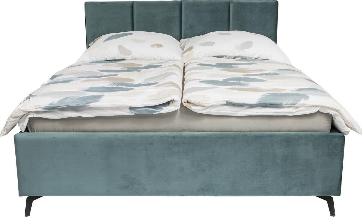 KÁRPITOZOTT ÁGY  zöld  - fekete/zöld, Modern, faalapú anyag/textil (177/110/217cm) - Hom`in