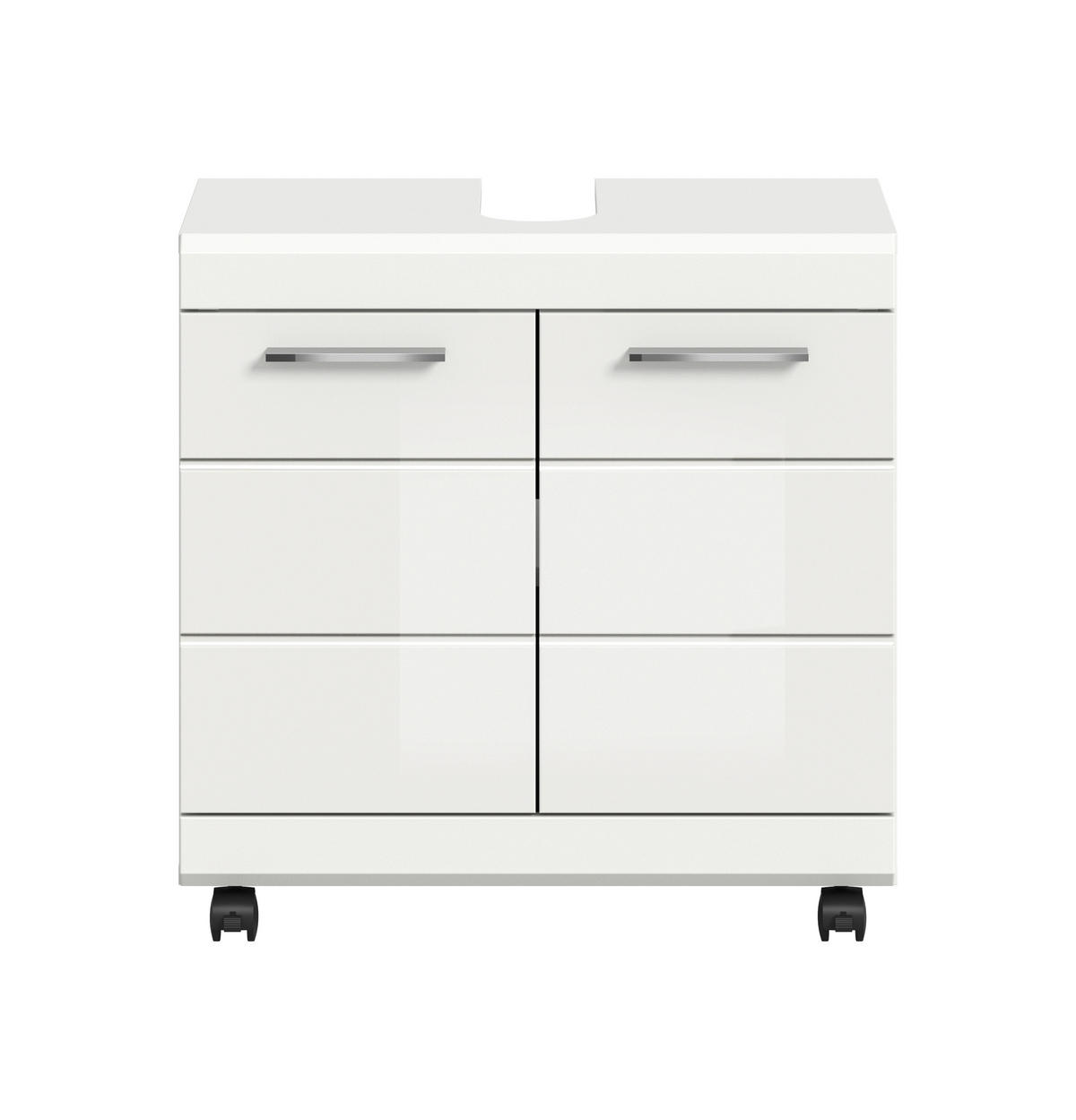 WASCHBECKENUNTERSCHRANK  - Weiß Hochglanz/Silberfarben, Trend, Holzwerkstoff/Kunststoff (60cm) - MID.YOU