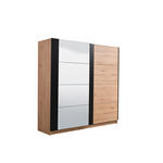 SCHWEBETÜRENSCHRANK 2-türig Schwarz, Eichefarben  - Eichefarben/Schwarz, Basics, Glas/Holzwerkstoff (217/210/62,5cm) - Xora