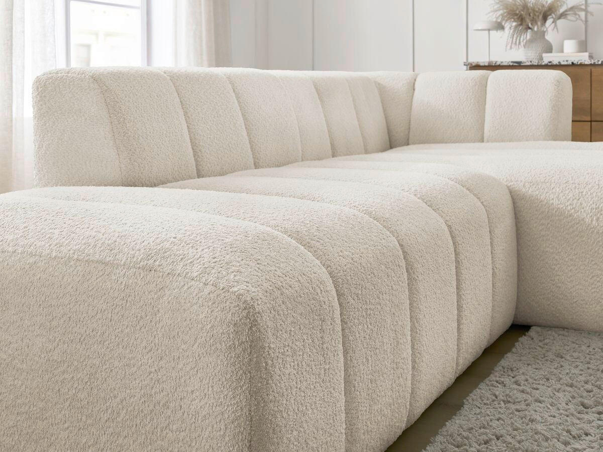 ECKSOFA  ANNECY Beige Bouclé  - Beige/Schwarz, MODERN, Kunststoff/Textil (262/170cm)