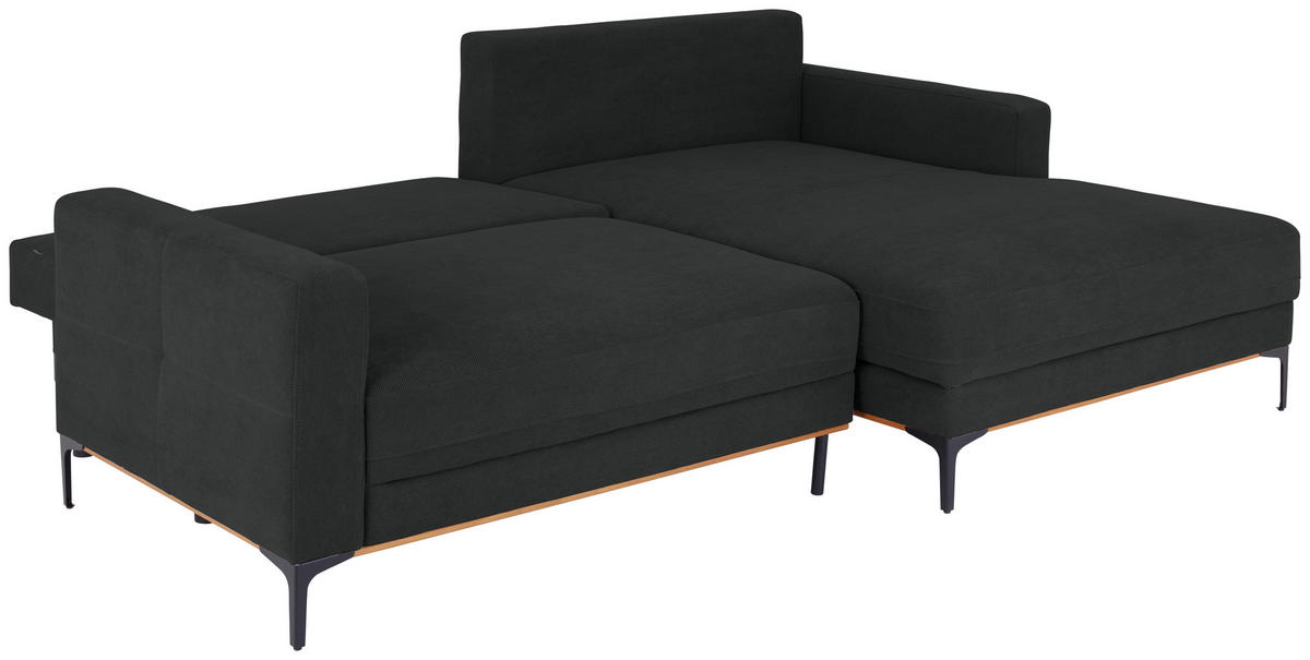 ECKSOFA in Anthrazit  - Anthrazit/Schwarz, Modern, Textil/Metall (238/162cm) - Ondega