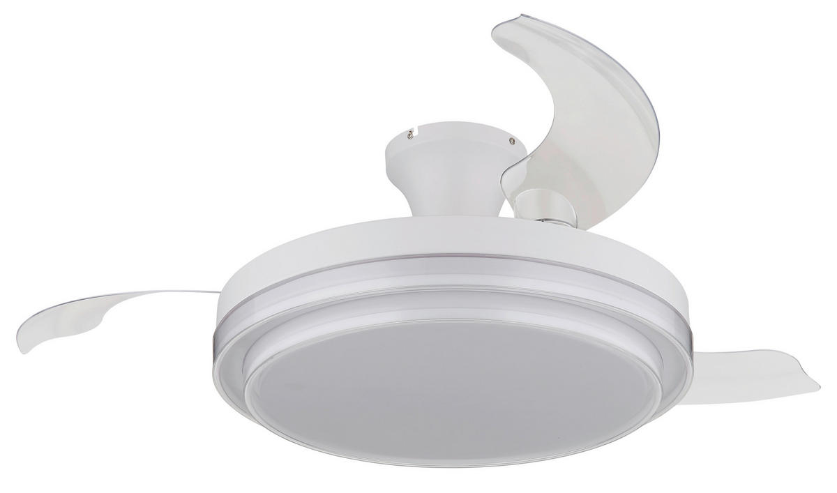 STROPNÍ VENTILÁTOR, 106,6/27,5 cm  - bílá/čiré, Konvenční, kov/plast (106,6/27,5cm) - Globo