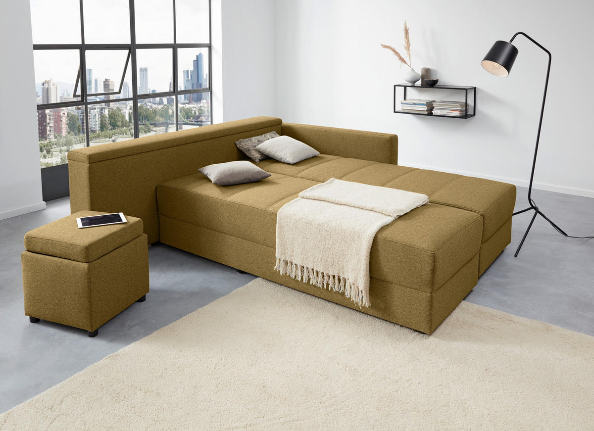 ECKSOFA LOOKS III Messingfarben Webstoff  - Messingfarben/Schwarz, Design, Kunststoff/Textil (229/287cm) - LOOKS by W.Joop