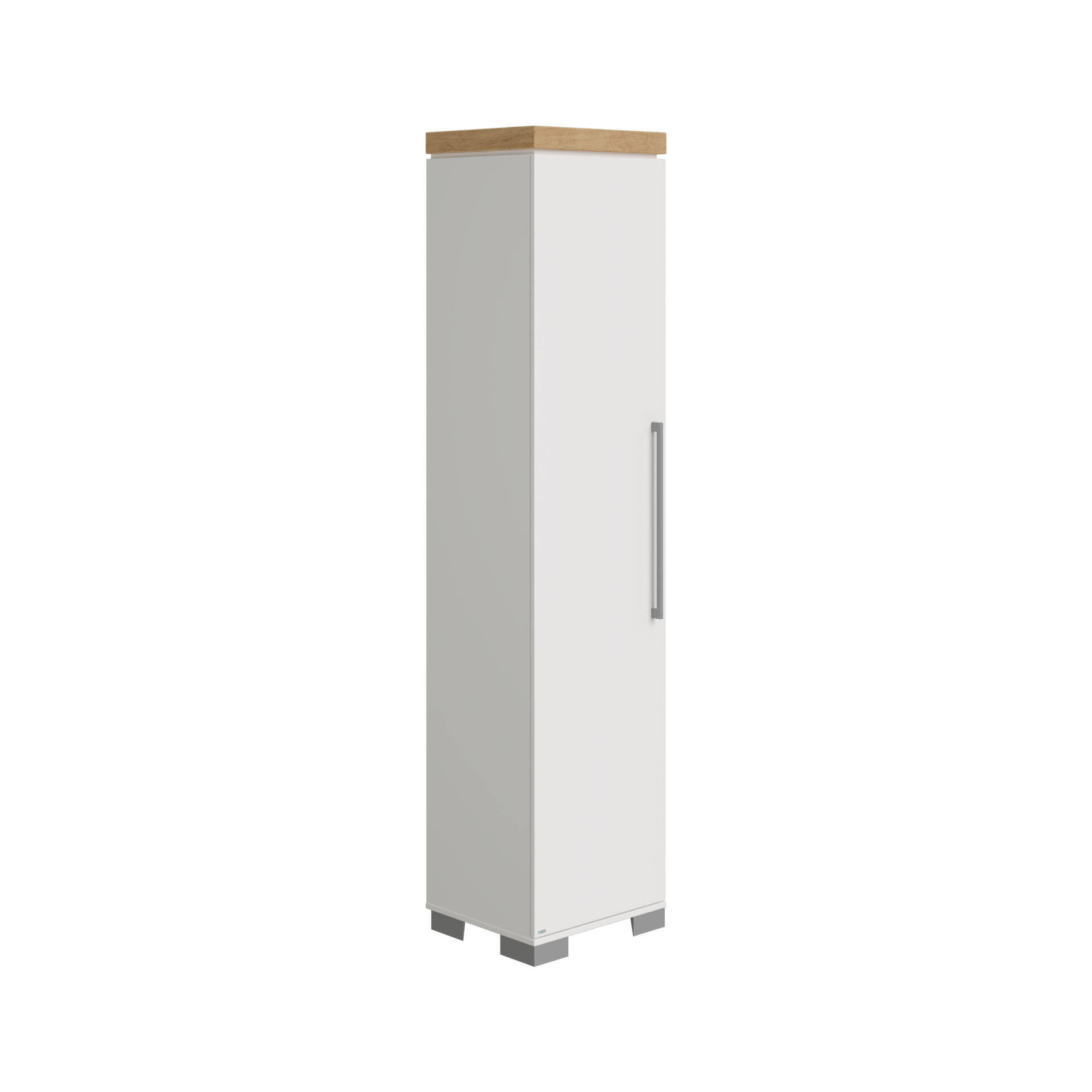REGAL Weiß, Eichefarben  - Eichefarben/Silberfarben, Design, Holzwerkstoff/Metall (48,4/205,9/39,6cm) - Paidi