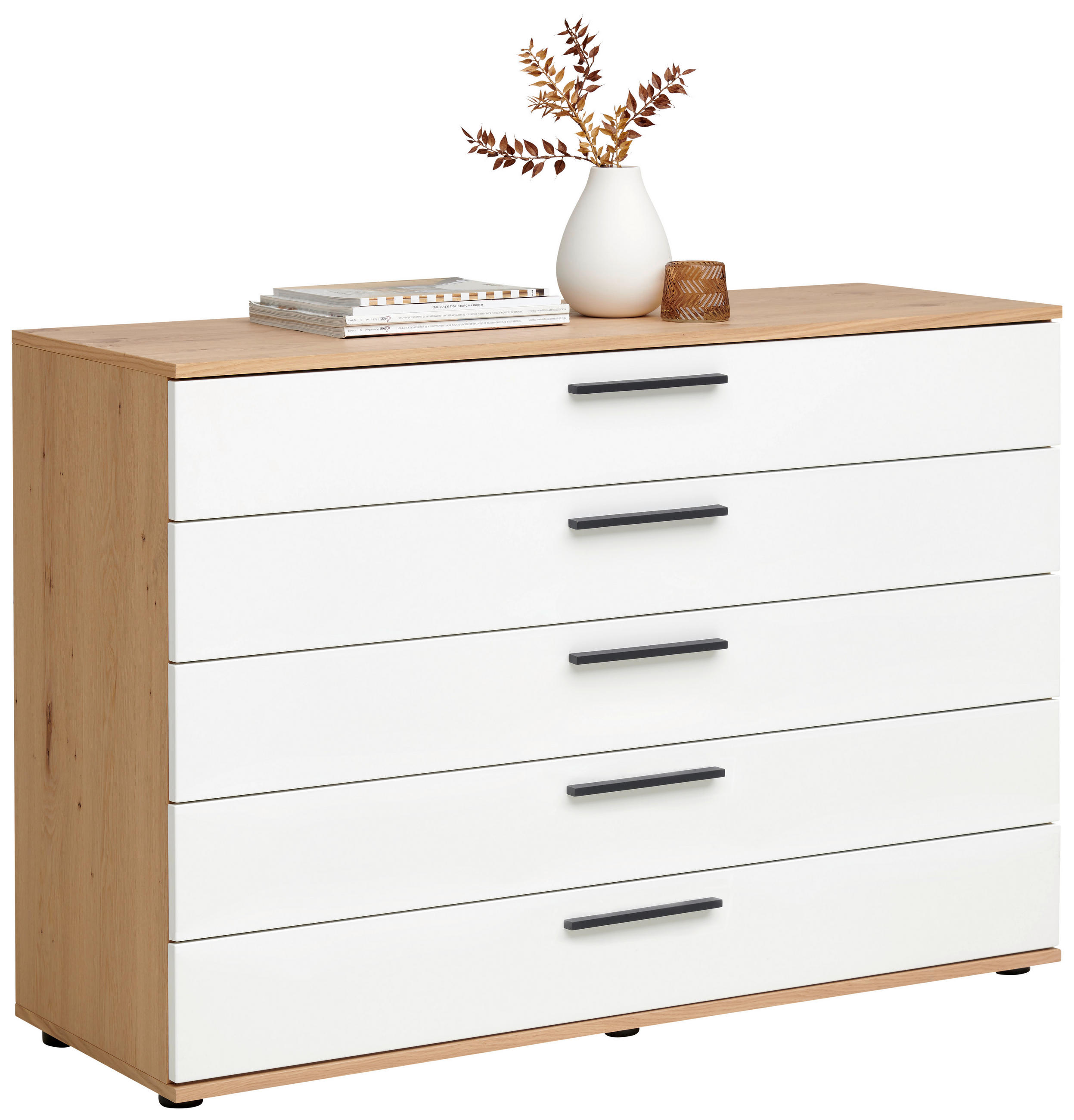 KOMMODE  in 120/82,2/46 cm  - Eichefarben/Anthrazit, KONVENTIONELL, Holz/Holzwerkstoff (120/82,2/46cm) - Dieter Knoll