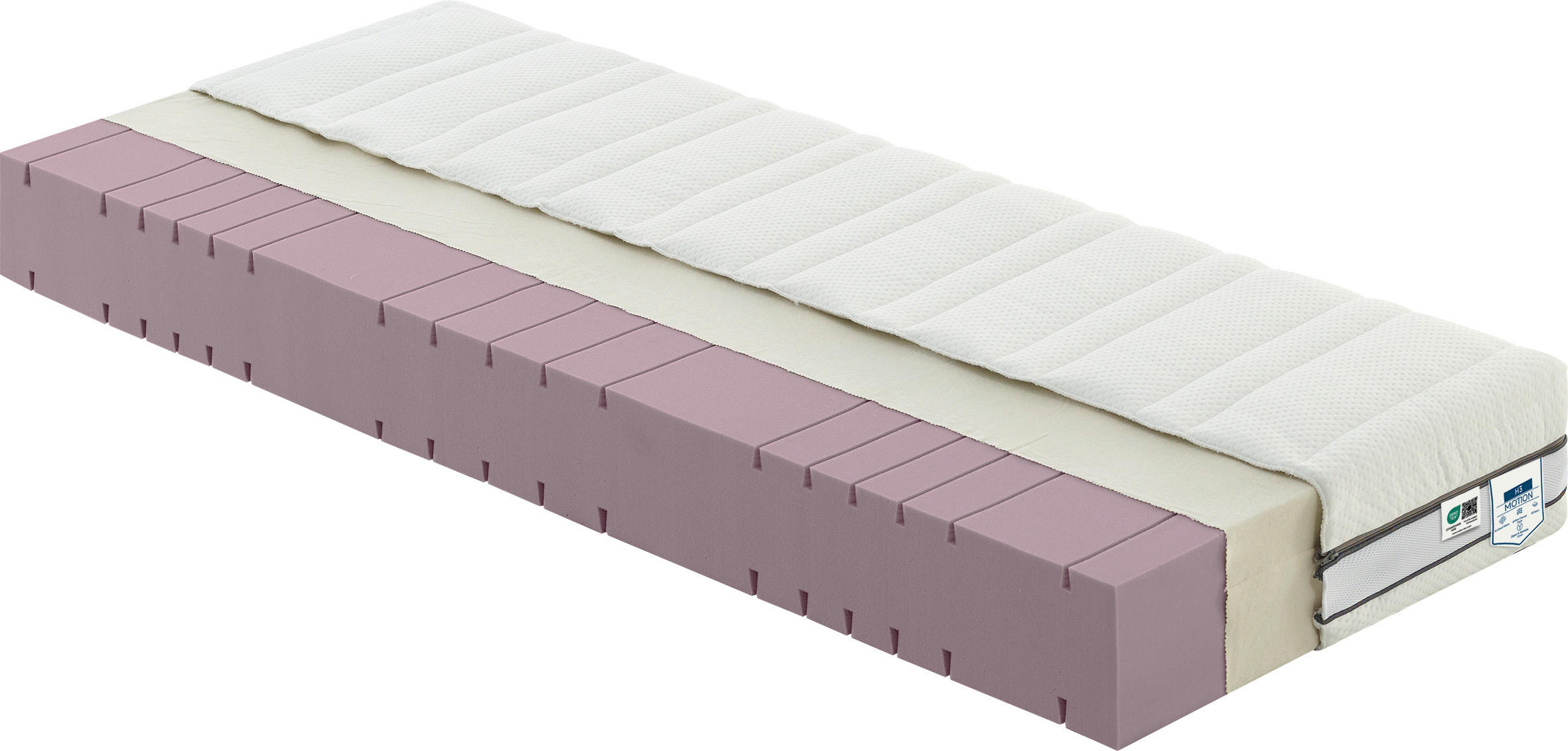 KOMFORTSCHAUMMATRATZE 90/200 cm, Höhe ca.: 20 cm, H4 = sehr fest, 7-Zonen - Weiß, Textil (90/200cm) - Boxxx