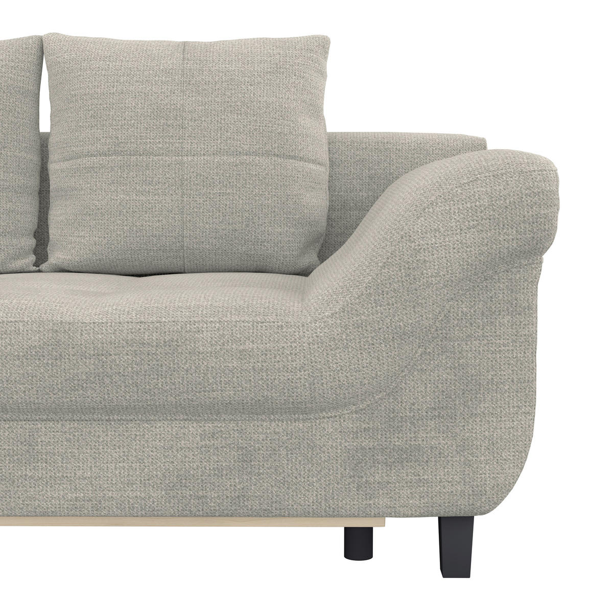 ECKSOFA MENDOZA NEW Grau Chenille, Struktur Zierkissen, Rückenkissen, Bettkasten  - Schwarz/Grau, KONVENTIONELL, Textil (197/309cm) - MID.YOU