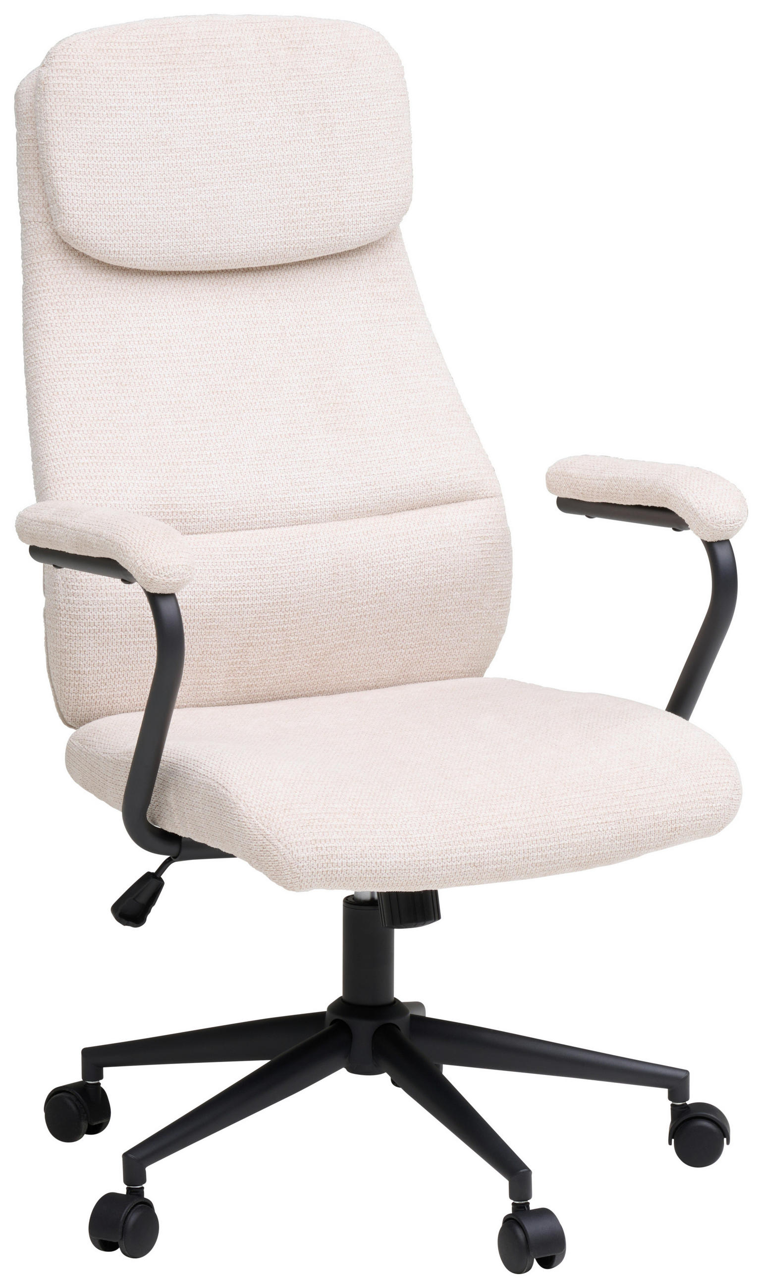 OTOČNÁ STOLIČKA, tkaná textília, krémová, čierna - čierna/krémová, Modern, kov/textil (60/108-116/67cm) - MID.YOU