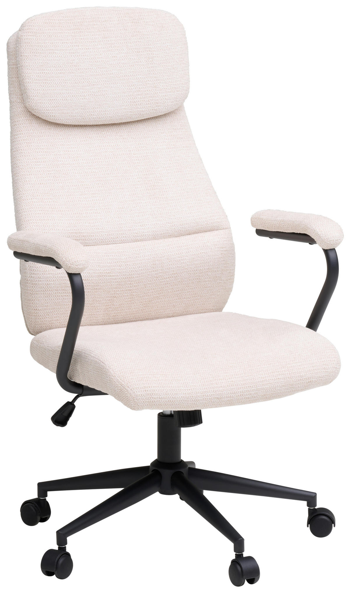 DREHSTUHL Webstoff Creme, Schwarz  - Creme/Schwarz, MODERN, Kunststoff/Textil (60/108-116/67cm) - MID.YOU