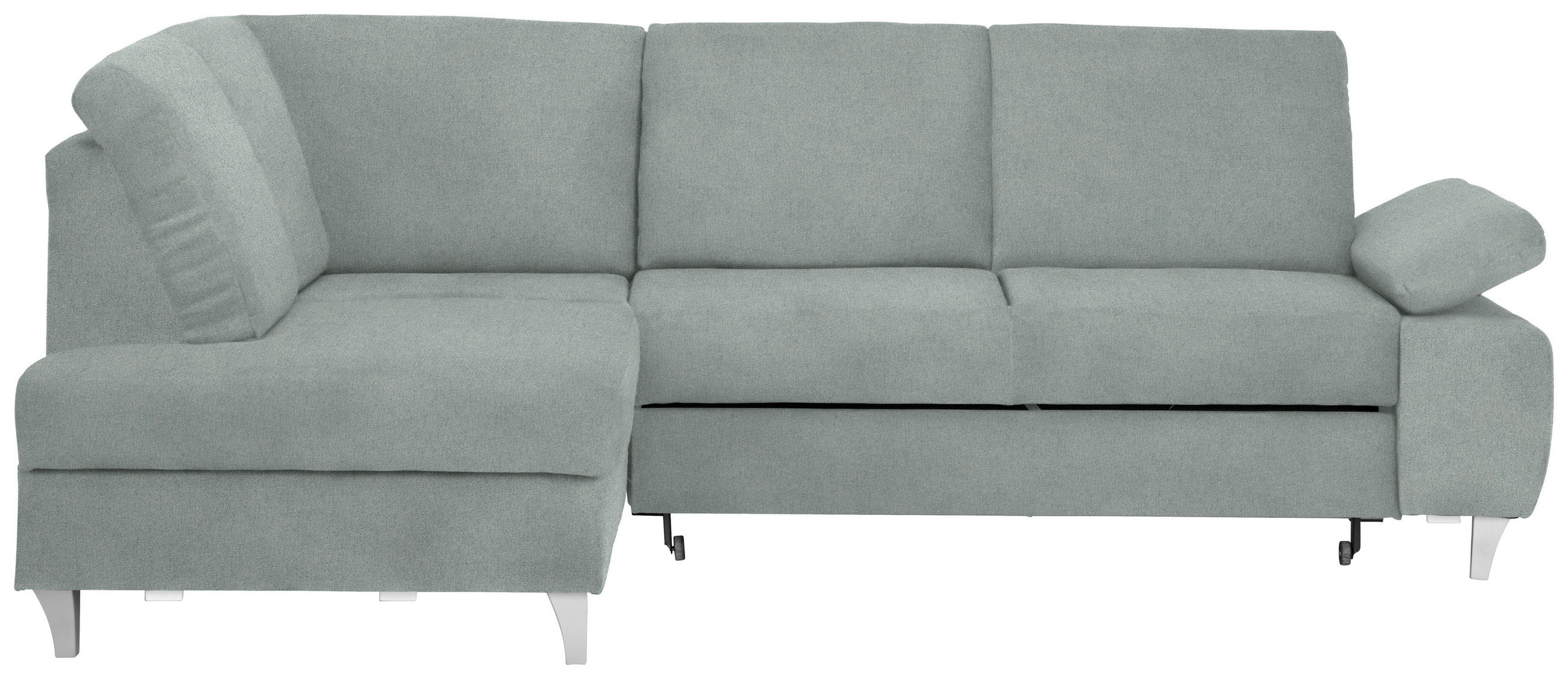 ECKSOFA in Flachgewebe Hellgrau  - Silberfarben/Hellgrau, Konventionell, Holz/Textil (186/255cm) - Cantus