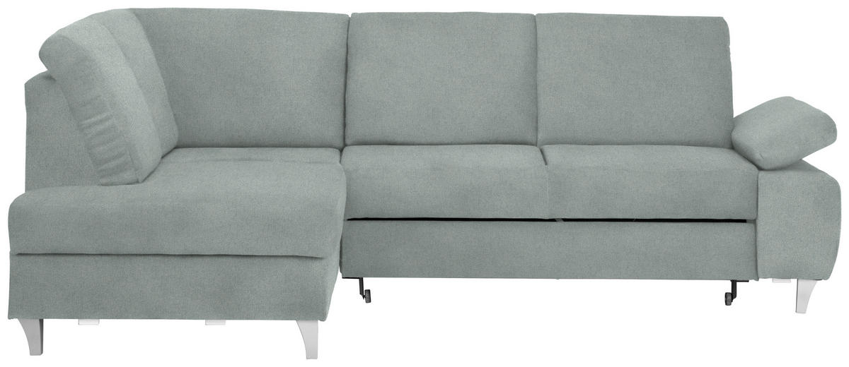 ECKSOFA in Flachgewebe Hellgrau  - Silberfarben/Hellgrau, Konventionell, Holz/Textil (186/255cm) - Cantus