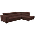 ECKSOFA in Chenille Braun  301/207 cm  - Chromfarben/Braun, Design, Textil (301/207cm) - Xora