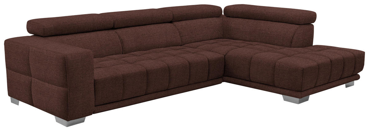 ECKSOFA in Chenille Braun  - Chromfarben/Braun, Design, Textil (301/207cm) - Xora