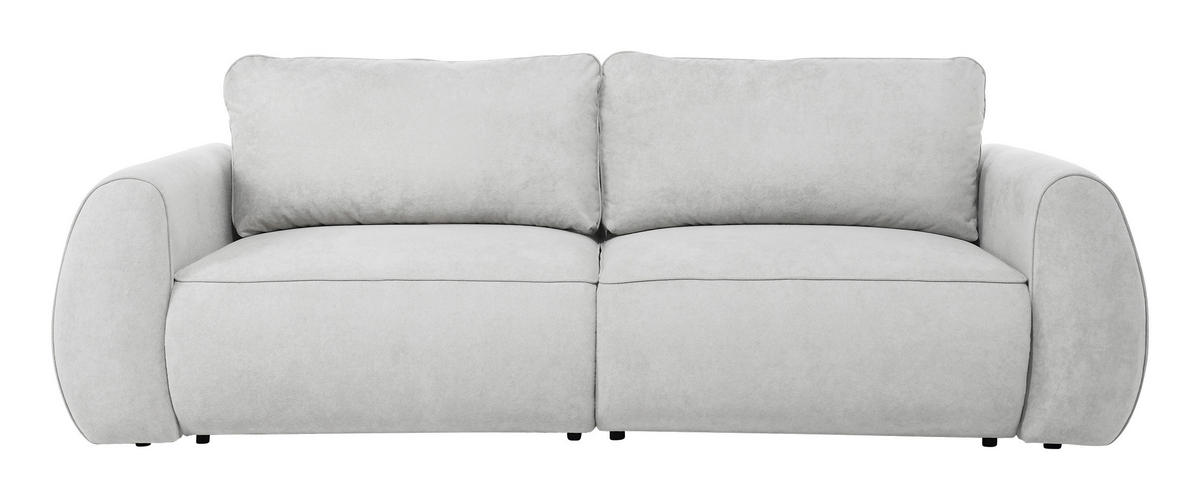 SCHLAFSOFA Chenille Hellgrau  inkl. Zierkissen, Rückenkissen, Bettkasten, Schlaffunktion, Rücken echt, Liegefläche im Originalstoff  - Hellgrau/Schwarz, KONVENTIONELL, Kunststoff/Textil (257/96/110cm) - Milino