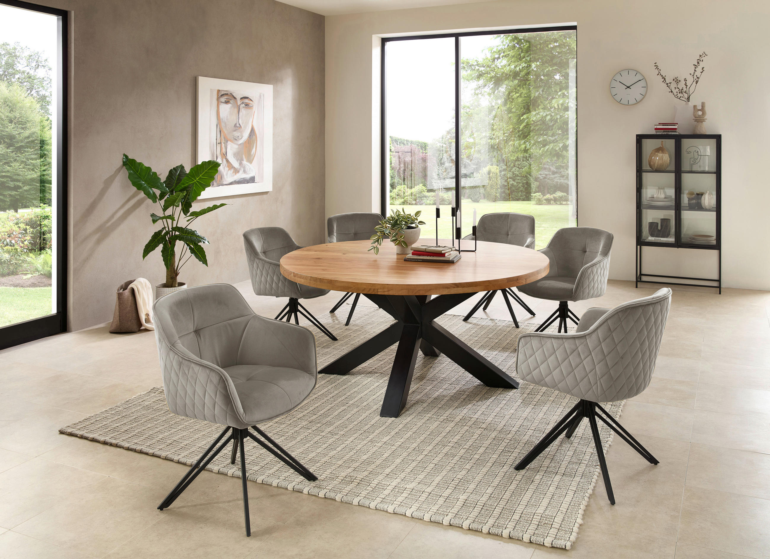 ESSTISCH in Holz, Metall 160/160/75 cm  - Schwarz/Akaziefarben, MODERN, Holz/Metall (160/160/75cm) - Livetastic
