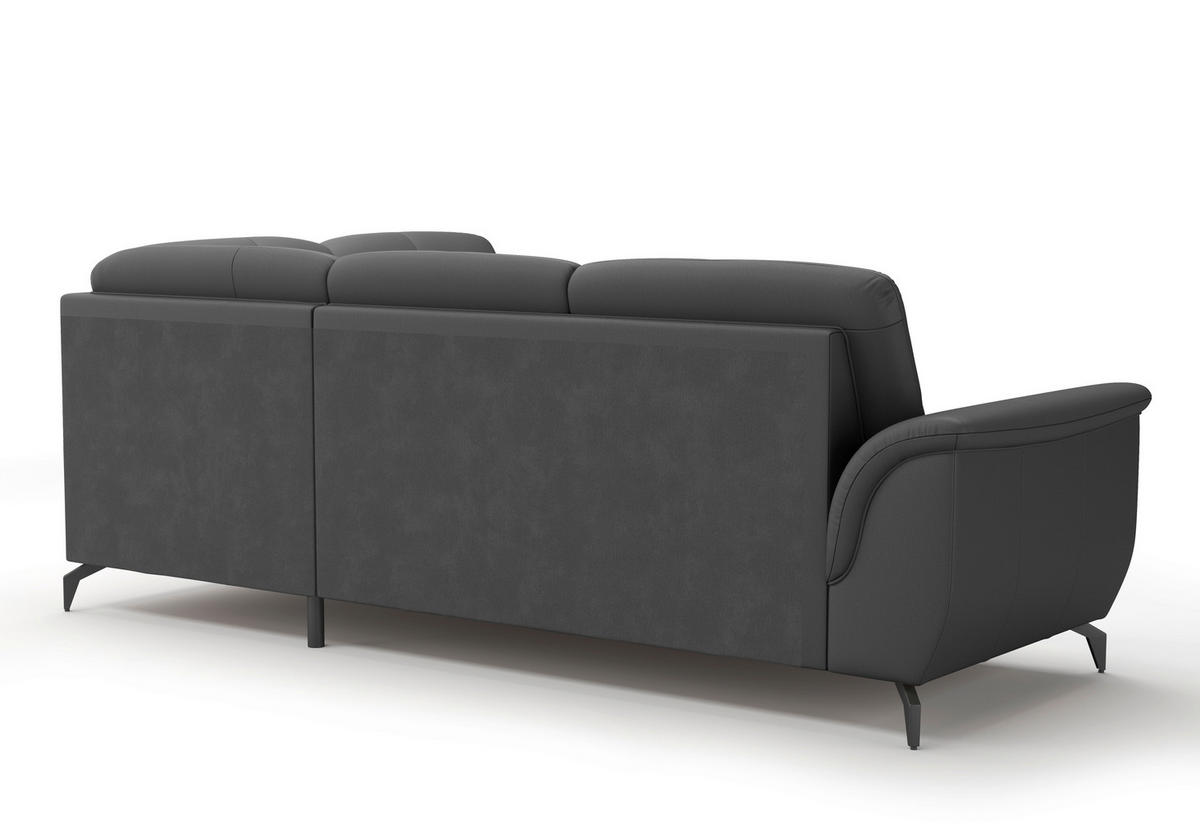 ECKSOFA in Vliesstoff Kombination Echtleder/Stoff Schwarz  244/212 cm  - Schwarz, MODERN, Leder/Textil (244/212cm) - Sit & More