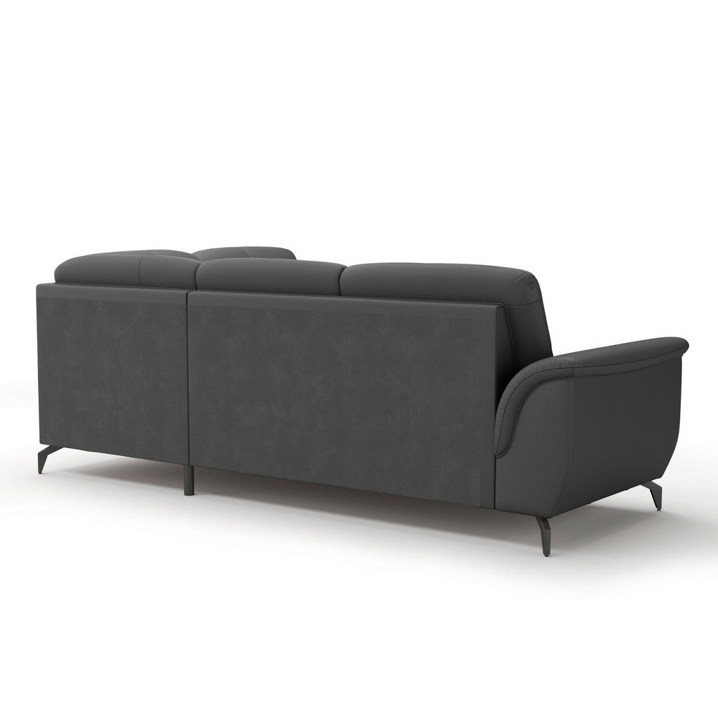 Thumbnail - Sit & More Ecksofa Zora E, Schwarz, Textil, Leder, Kombination Echtleder/Stoff, Nappaleder, 5,5-Sitzer, Ottomane rechts,...