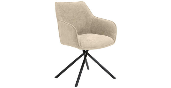 ARMLEHNSTUHL  in Webstoff  - Creme/Schwarz, Design, Textil/Metall (63/88/62cm) - Novel