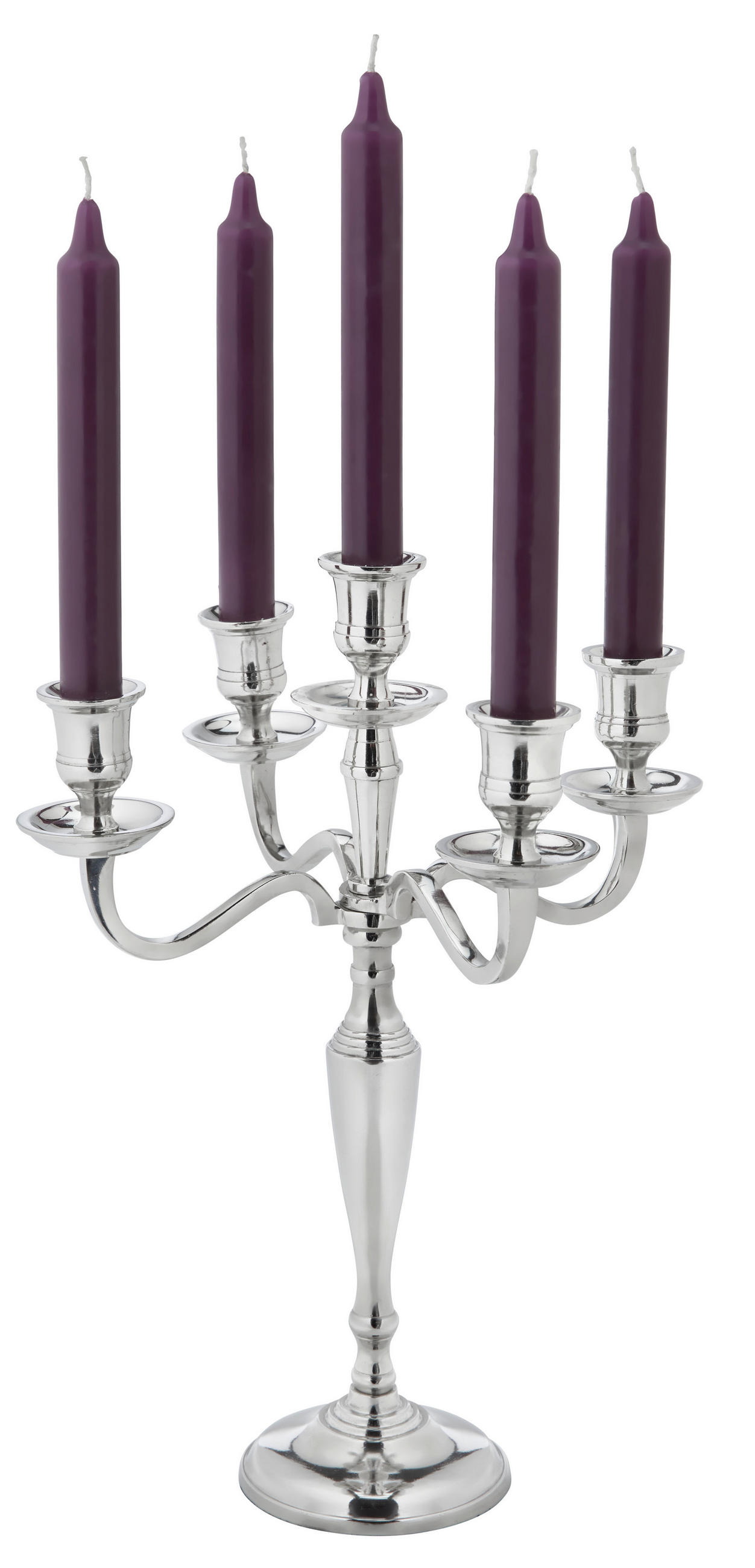 KERZENHALTER - Nickelfarben, Basics, Metall (25/34/25cm) - Ambia Home